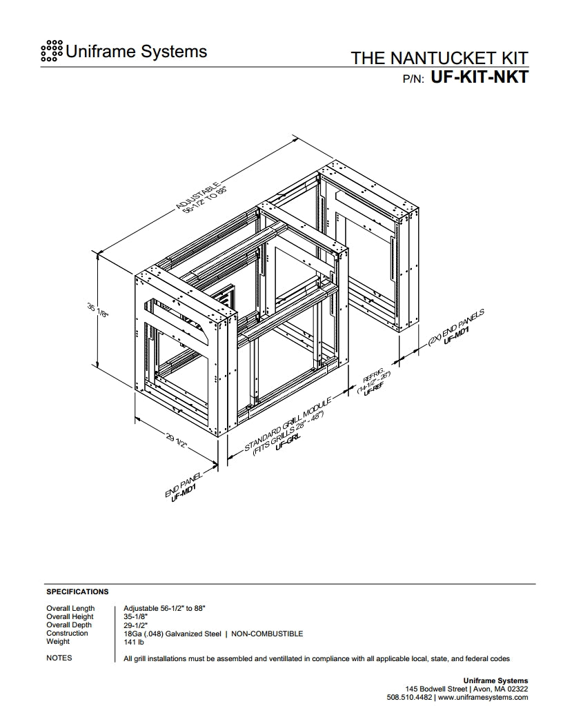 uniページ The Nantucket Outdoor Kitchen Frame - Backyard Kitchen Kit