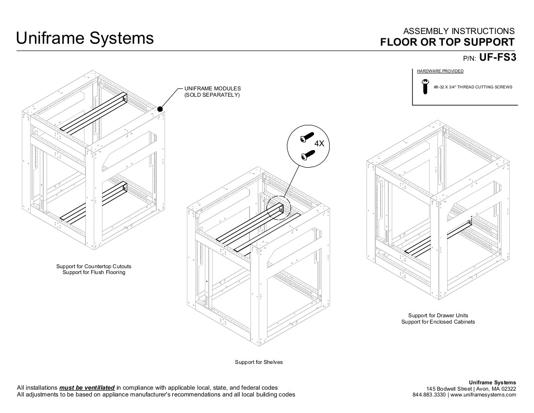 Support U Frame Guide Floor / Top Support – Uniframe Systems